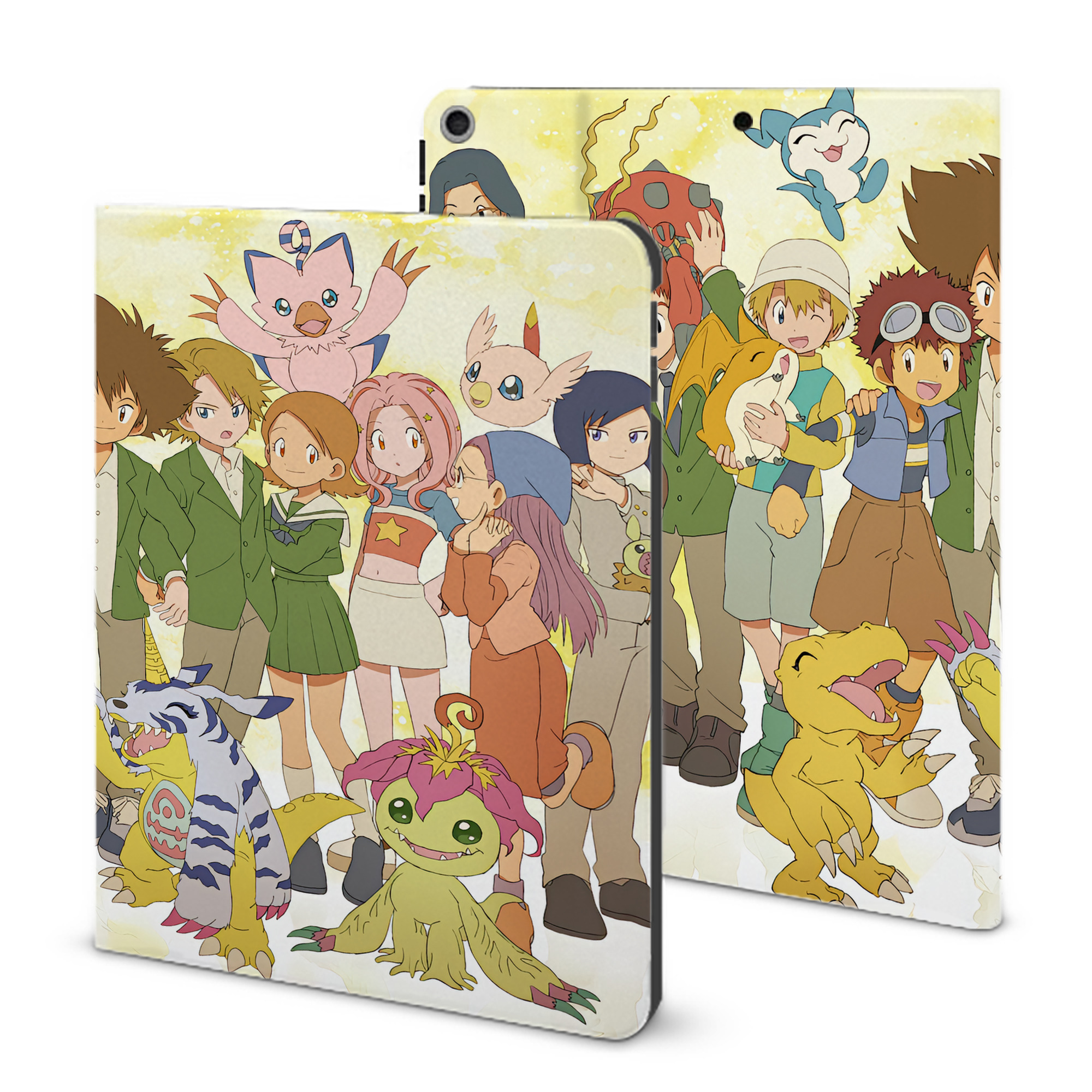 （画像用） Digimon デジタルモンスター/デジモン IPad ケース ブック型 PUレザー TPU 耐衝撃 軽量 薄型 ペン収納なし 全面保護 IPad 各モデル対応
